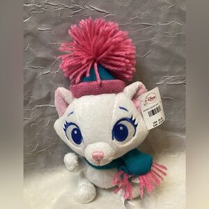 Disney Store Arisocrats MBBP Marie Kitten Cat with Knit Pom-Pom Hat with Tags